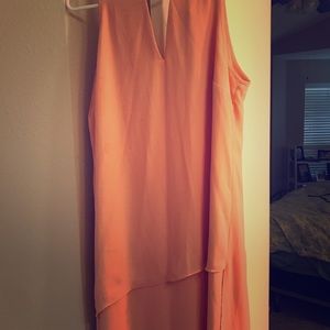 Asymmetrical hem pink dress